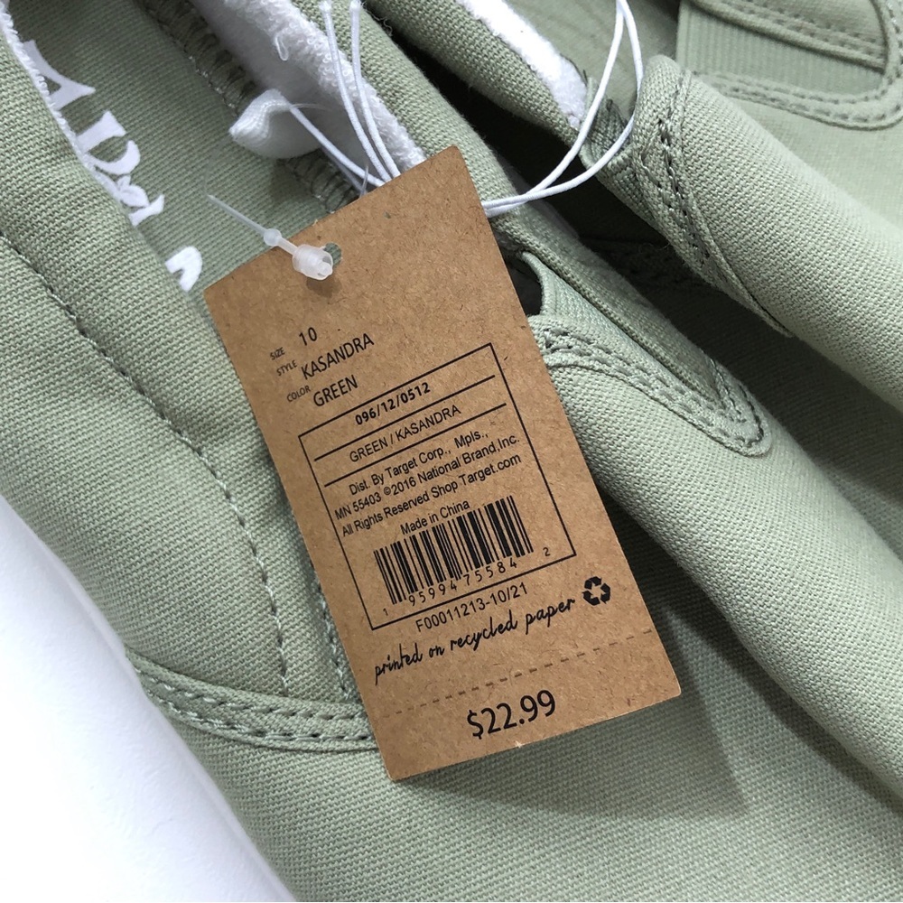 Mad Love Kasandra Green White Slip On Canvas Sneakers - Picture 5 of 6